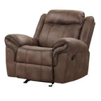 Fauteuil inclinable planeur manuel Ryal Hampton, similicuir marron, accoudoirs rembourrés