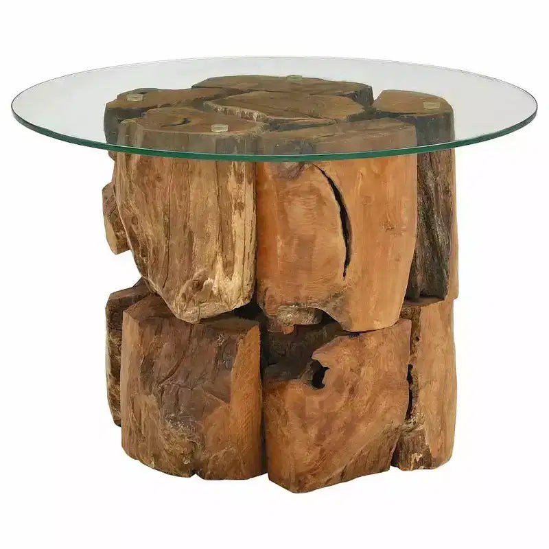 Table basse marron Teck massif Bois flotté Table basse moyenne