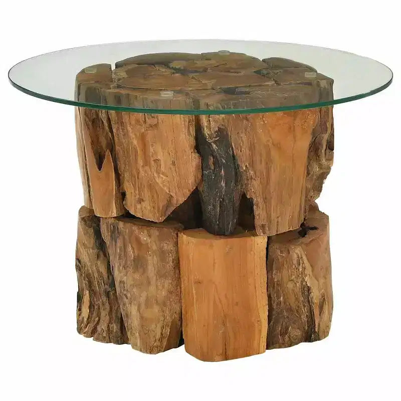 Table basse marron Teck massif Bois flotté Table basse moyenne
