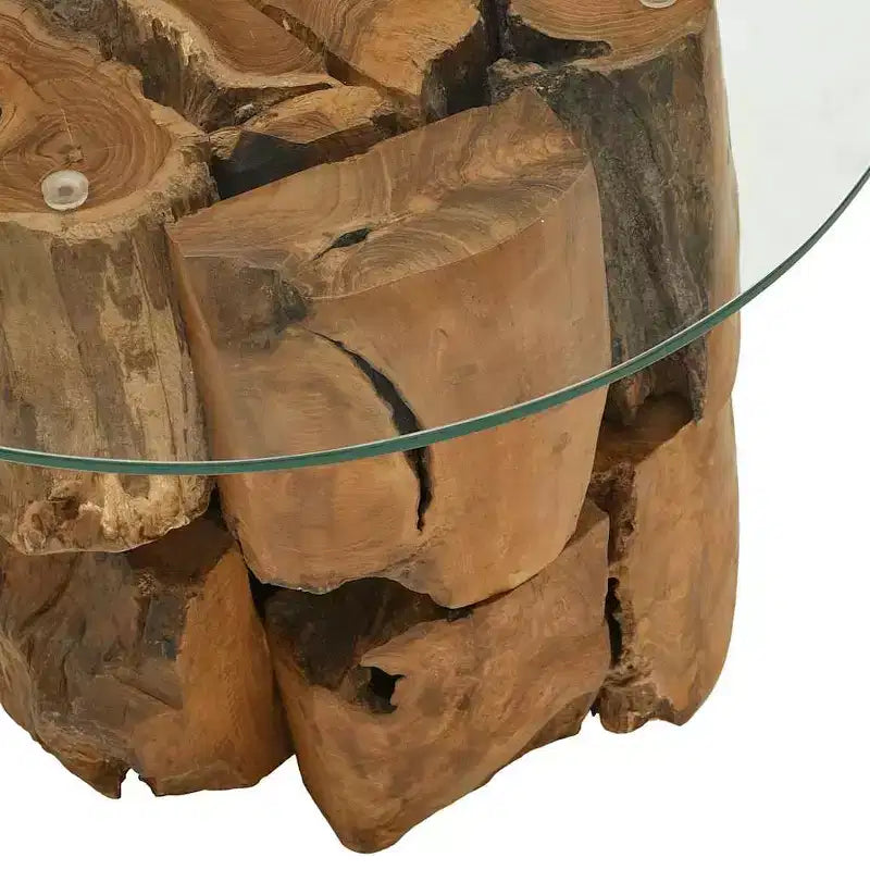 Table basse marron Teck massif Bois flotté Table basse moyenne