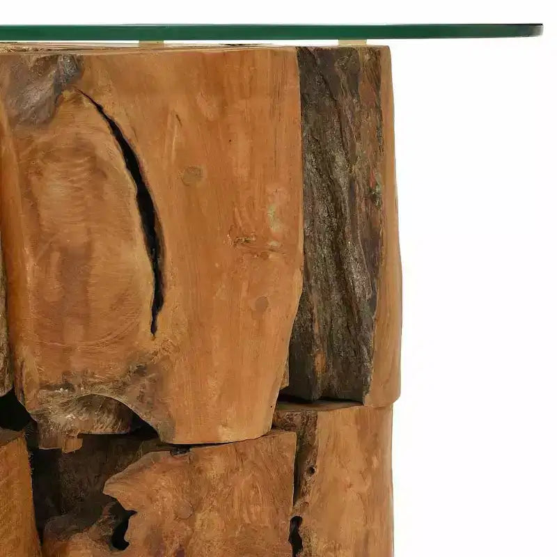 Table basse marron Teck massif Bois flotté Table basse moyenne