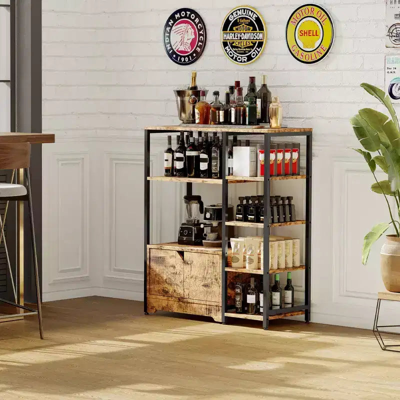 Meuble de bar à café – Petite station de café de ferme de 31,6 pouces avec portes, organisateur de buffet rustique pour la maison, le coin, le bar