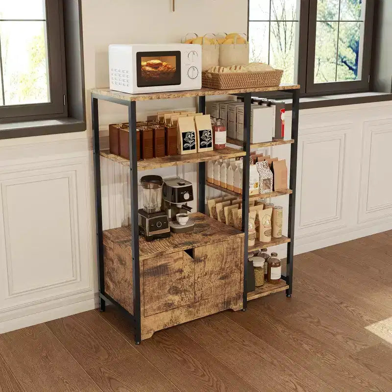 Meuble de bar à café – Petite station de café de ferme de 31,6 pouces avec portes, organisateur de buffet rustique pour la maison, le coin, le bar