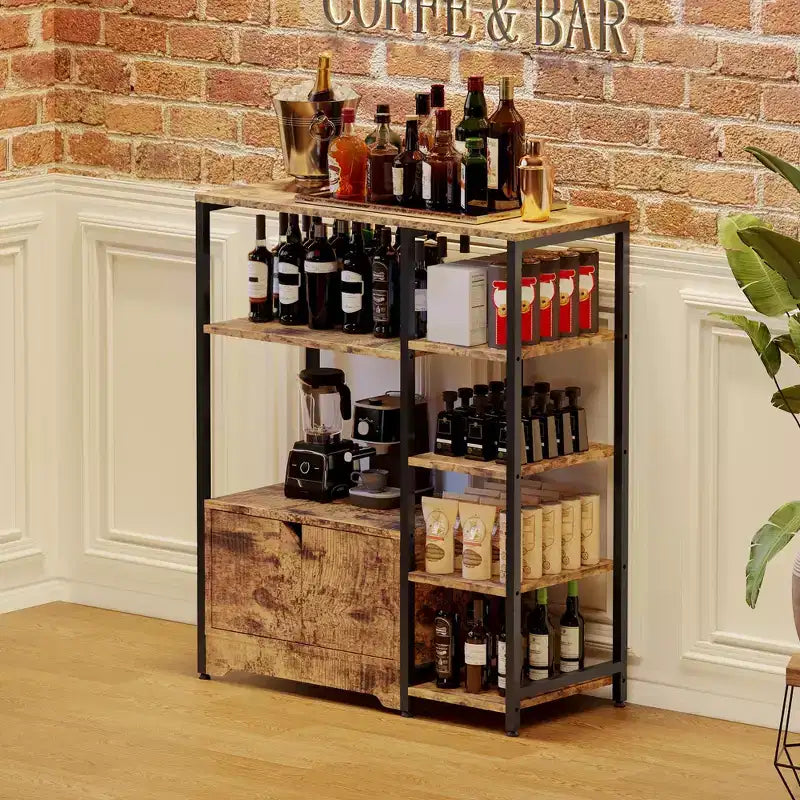 Meuble de bar à café – Petite station de café de ferme de 31,6 pouces avec portes, organisateur de buffet rustique pour la maison, le coin, le bar
