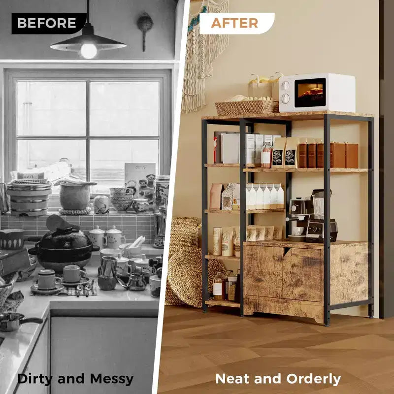 Meuble de bar à café – Petite station de café de ferme de 31,6 pouces avec portes, organisateur de buffet rustique pour la maison, le coin, le bar
