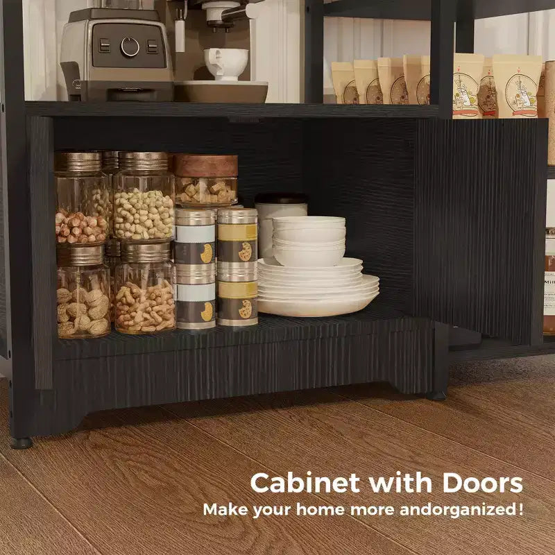 Meuble de bar à café – Petite station de café de ferme de 31,6 pouces avec portes, organisateur de buffet rustique pour la maison, le coin, le bar