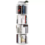 Wooden Rotating Bookshelf, 4 Tier 360 Degree Display, Floor-Standing Bookcase, Multi-Functional Storage Organizer, Suitable for Living RoomBedroom