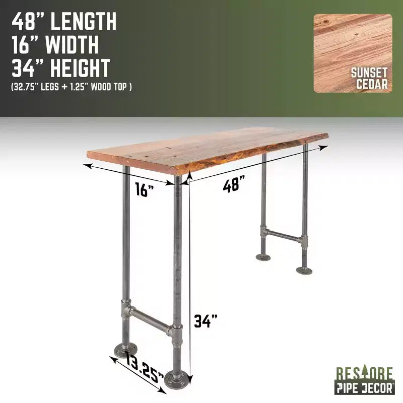 Console de table en bois massif à bord brut Sunset Cedar RESTORE par Pipe Decor