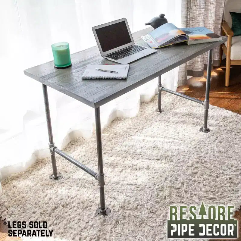 Plateau de bureau en bois massif gris Riverstone RESTORE par Pipe Decor