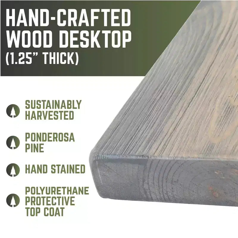 Plateau de bureau en bois massif gris Riverstone RESTORE par Pipe Decor