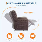 Fauteuil inclinable en velours côtelé, Canapé inclinable manuel avec poignée, accoudoirs rembourrés, rembourrage épais, poche latérale, capacité de 180 kg