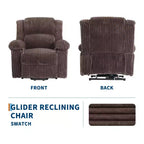 Fauteuil inclinable en velours côtelé, Canapé inclinable manuel avec poignée, accoudoirs rembourrés, rembourrage épais, poche latérale, capacité de 180 kg