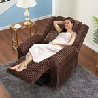 Fauteuil inclinable en velours côtelé, Canapé inclinable manuel avec poignée, accoudoirs rembourrés, rembourrage épais, poche latérale, capacité de 180 kg