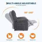 Fauteuil inclinable en velours côtelé, Canapé inclinable manuel avec poignée, accoudoirs rembourrés, rembourrage épais, poche latérale, capacité de 180 kg