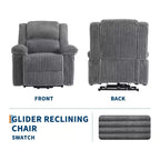 Fauteuil inclinable en velours côtelé, Canapé inclinable manuel avec poignée, accoudoirs rembourrés, rembourrage épais, poche latérale, capacité de 180 kg