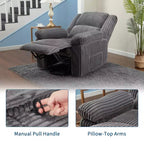 Fauteuil inclinable en velours côtelé, Canapé inclinable manuel avec poignée, accoudoirs rembourrés, rembourrage épais, poche latérale, capacité de 180 kg