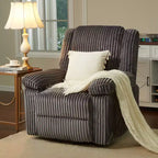 Fauteuil inclinable en velours côtelé, Canapé inclinable manuel avec poignée, accoudoirs rembourrés, rembourrage épais, poche latérale, capacité de 180 kg