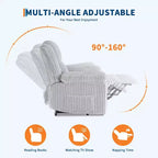 Fauteuil inclinable en velours côtelé, Canapé inclinable manuel avec poignée, accoudoirs rembourrés, rembourrage épais, poche latérale, capacité de 180 kg