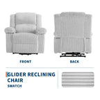 Fauteuil inclinable en velours côtelé, Canapé inclinable manuel avec poignée, accoudoirs rembourrés, rembourrage épais, poche latérale, capacité de 180 kg