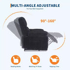 Fauteuil inclinable en velours côtelé, Canapé inclinable manuel avec poignée, accoudoirs rembourrés, rembourrage épais, poche latérale, capacité de 180 kg