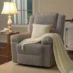Fauteuil inclinable en velours côtelé, Canapé inclinable manuel avec poignée, accoudoirs rembourrés, rembourrage épais, poche latérale, capacité de 180 kg