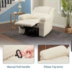 Fauteuil inclinable en velours côtelé, Canapé inclinable manuel avec poignée, accoudoirs rembourrés, rembourrage épais, poche latérale, capacité de 180 kg
