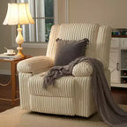 Fauteuil inclinable en velours côtelé, Canapé inclinable manuel avec poignée, accoudoirs rembourrés, rembourrage épais, poche latérale, capacité de 180 kg