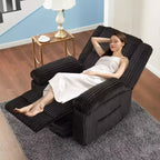 Fauteuil inclinable en velours côtelé, Canapé inclinable manuel avec poignée, accoudoirs rembourrés, rembourrage épais, poche latérale, capacité de 180 kg
