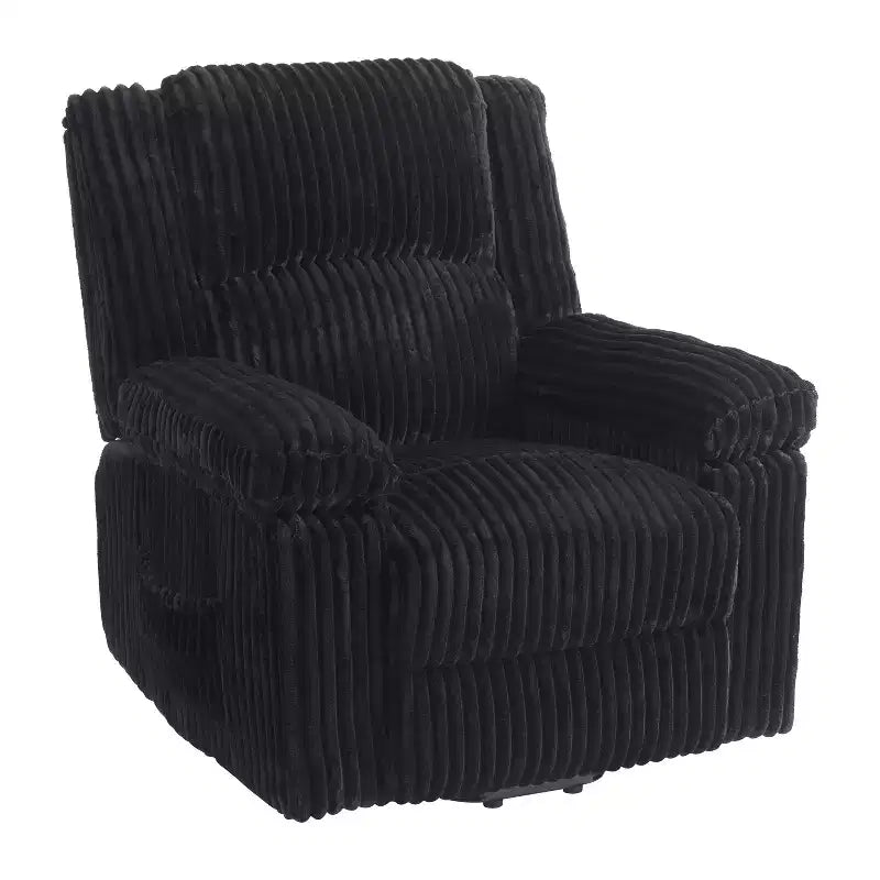 Corduroy Recliner Chair, Manual Adjustable Recliner Sofa with Handle, Pillow Top Arms, Thick Padding, Side Pocket, 400Lbs Capacity