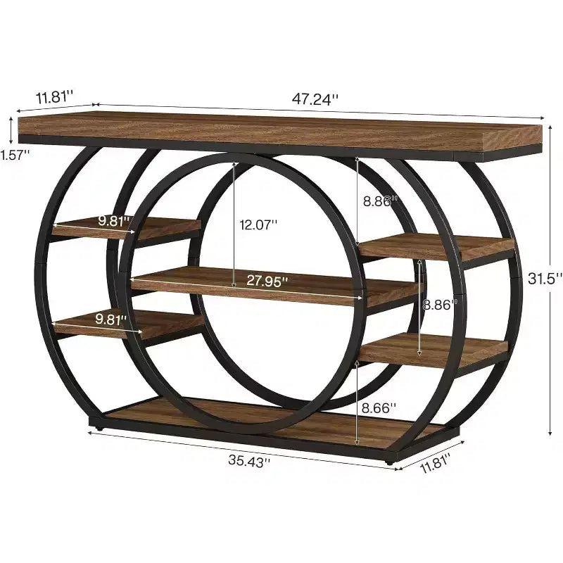 Lantine 47 Console Tables, Table d'entrée industrielle à 5 niveaux, Table de canapé étroite derrière le canapé pour le salon, le couloir, le foyer
