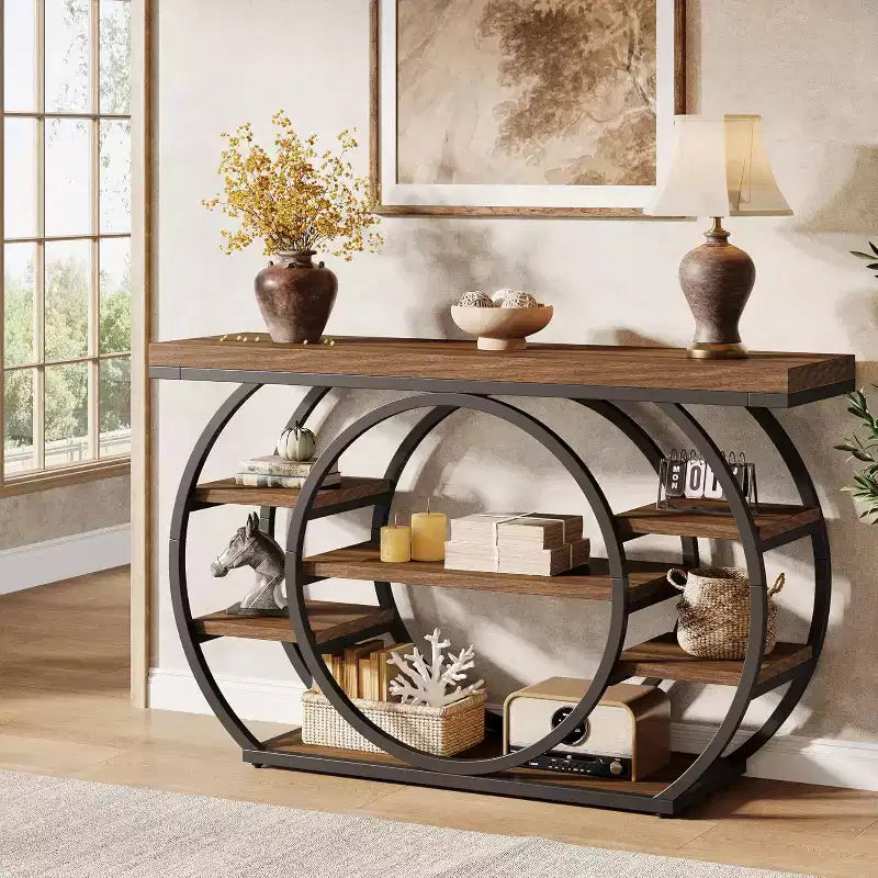 Lantine 47 Console Tables, Table d'entrée industrielle à 5 niveaux, Table de canapé étroite derrière le canapé pour le salon, le couloir, le foyer