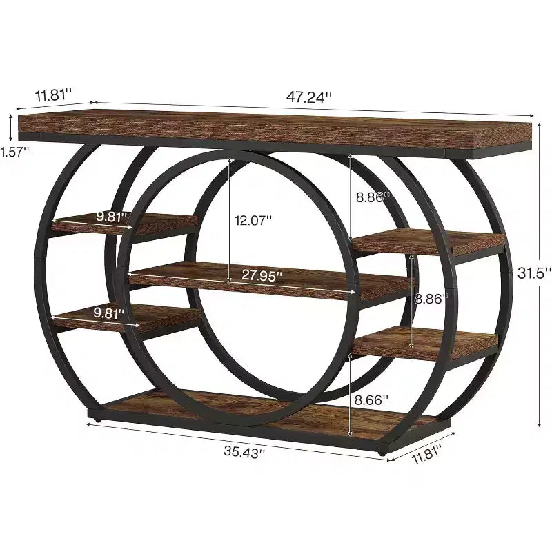 Lantine 47 Console Tables, Table d'entrée industrielle à 5 niveaux, Table de canapé étroite derrière le canapé pour le salon, le couloir, le foyer
