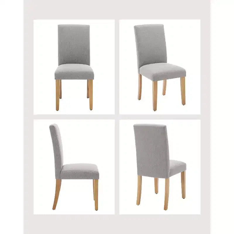 Lot de 2 chaises de salle à manger modernes en tissu rembourré avec dossier incurvé et pieds en bois, chaises d'appoint confortables pour la cuisine et la salle à manger