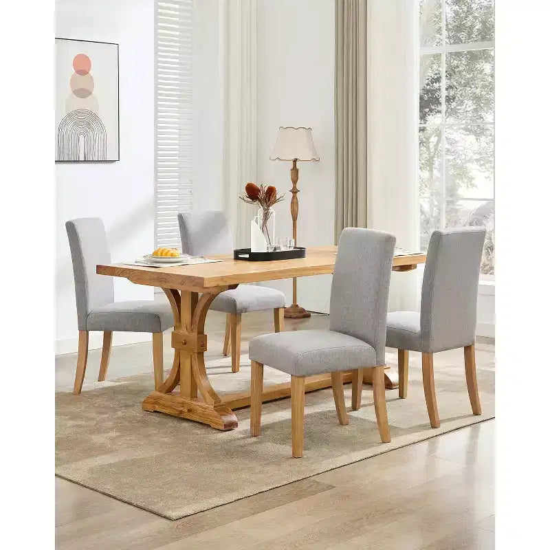 Lot de 2 chaises de salle à manger modernes en tissu rembourré avec dossier incurvé et pieds en bois, chaises d'appoint confortables pour la cuisine et la salle à manger