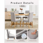 Lot de 2 chaises de salle à manger modernes en tissu rembourré avec dossier incurvé et pieds en bois, chaises d'appoint confortables pour la cuisine et la salle à manger
