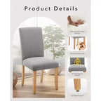 Lot de 2 chaises de salle à manger modernes en tissu rembourré avec dossier incurvé et pieds en bois, chaises d'appoint confortables pour la cuisine et la salle à manger