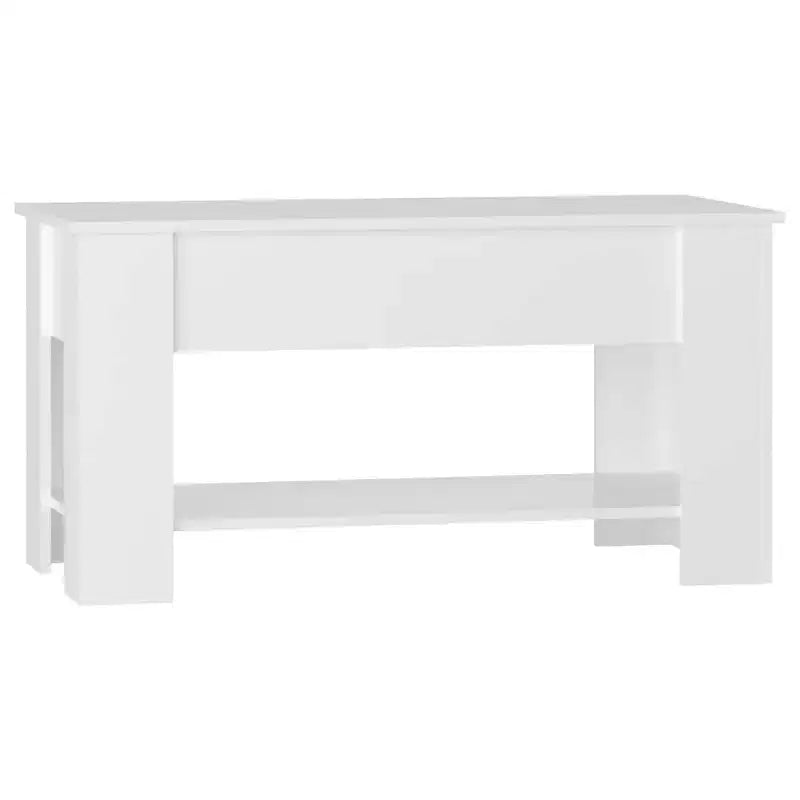 Table basse Blanc brillant Bois d'ingénierie Moyen