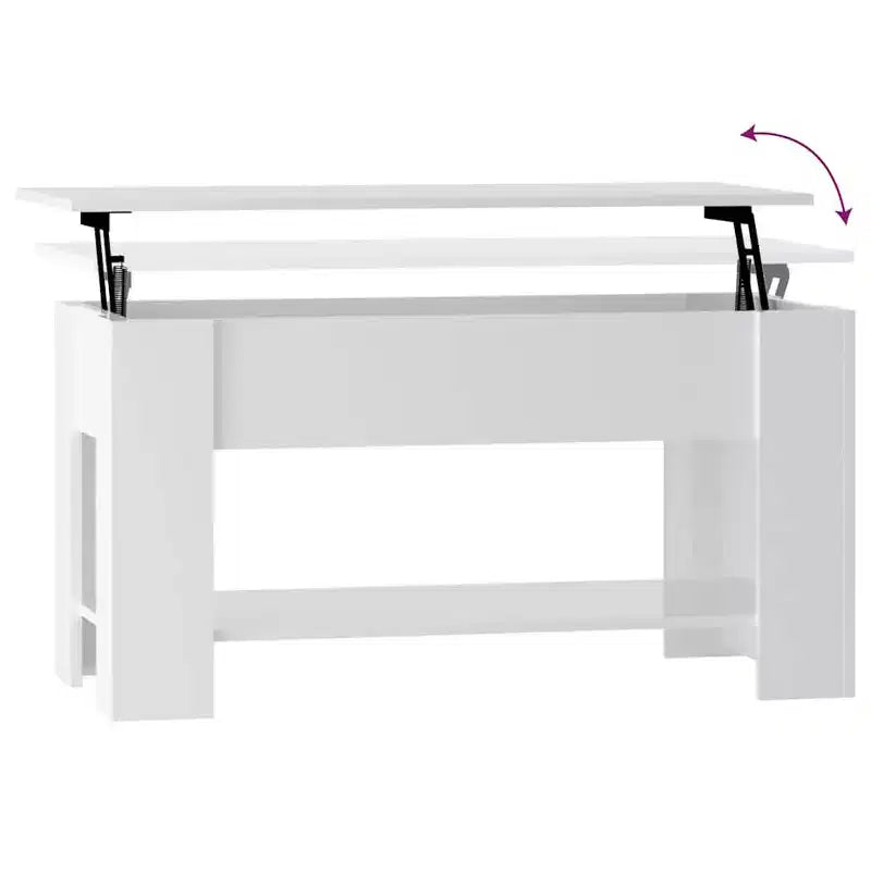 Table basse Blanc brillant Bois d'ingénierie Moyen