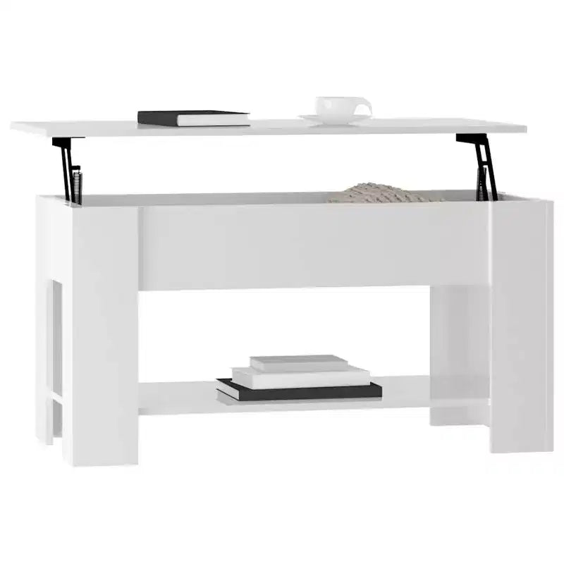 Table basse Blanc brillant Bois d'ingénierie Moyen