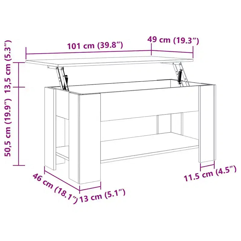 Table basse Blanc brillant Bois d'ingénierie Moyen