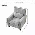Fauteuil de salon Okak style mi-siècle en tissu rayé avec clous décoratifs, fauteuil d'appoint de lecture pour salons, zones de détente