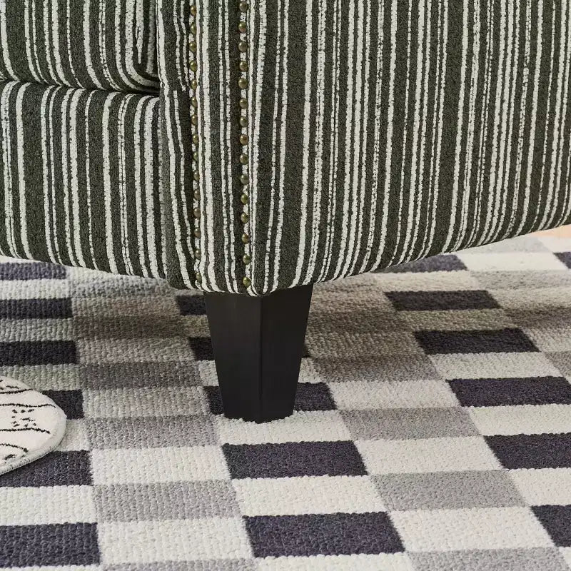 Fauteuil de salon Okak style mi-siècle en tissu rayé avec clous décoratifs, fauteuil d'appoint de lecture pour salons, zones de détente