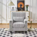Fauteuil de salon Okak style mi-siècle en tissu rayé avec clous décoratifs, fauteuil d'appoint de lecture pour salons, zones de détente