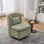 Fauteuil pivotant Okak Mid-Century en chenille avec oreiller, fauteuil d'appoint sans accoudoirs pour les salons, zones de relaxation