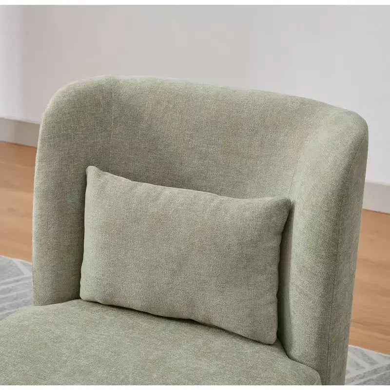 Fauteuil pivotant Okak Mid-Century en chenille avec oreiller, fauteuil d'appoint sans accoudoirs pour les salons, zones de relaxation
