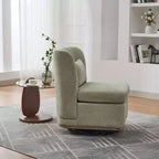 Fauteuil pivotant Okak Mid-Century en chenille avec oreiller, fauteuil d'appoint sans accoudoirs pour les salons, zones de relaxation