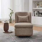 Fauteuil pivotant Okak Mid-Century en chenille avec oreiller, fauteuil d'appoint sans accoudoirs pour les salons, zones de relaxation