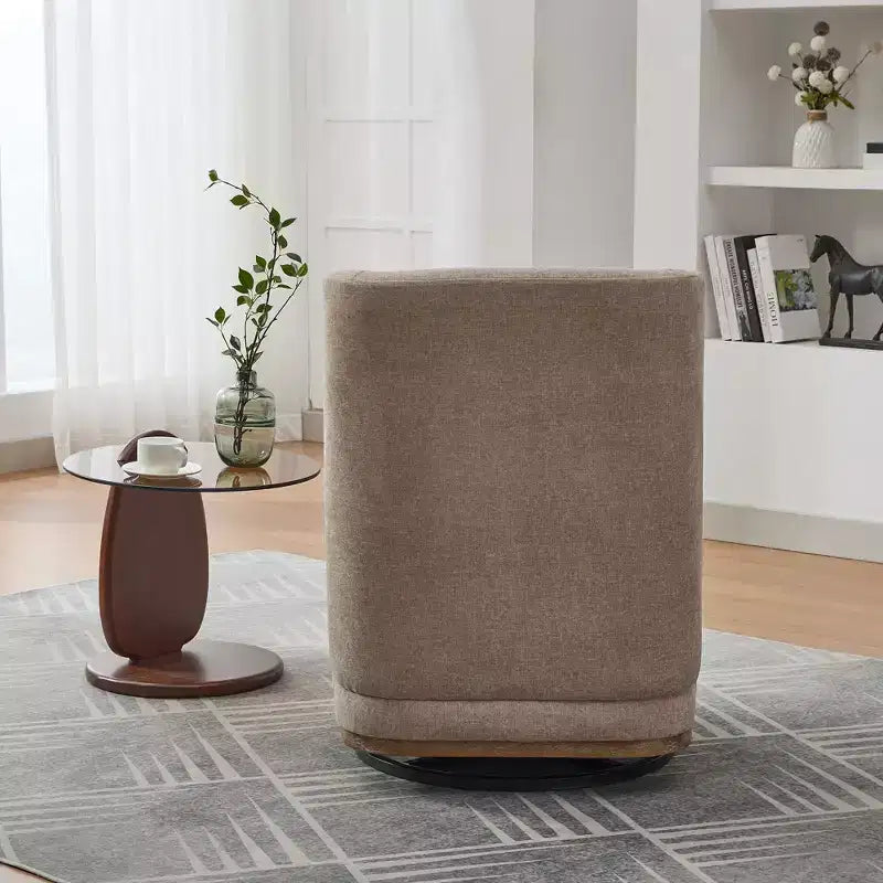 Fauteuil pivotant Okak Mid-Century en chenille avec oreiller, fauteuil d'appoint sans accoudoirs pour les salons, zones de relaxation