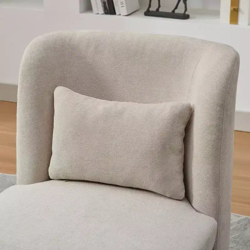 Fauteuil pivotant Okak Mid-Century en chenille avec oreiller, fauteuil d'appoint sans accoudoirs pour les salons, zones de relaxation