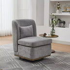 Fauteuil pivotant Okak Mid-Century en chenille avec oreiller, fauteuil d'appoint sans accoudoirs pour les salons, zones de relaxation
